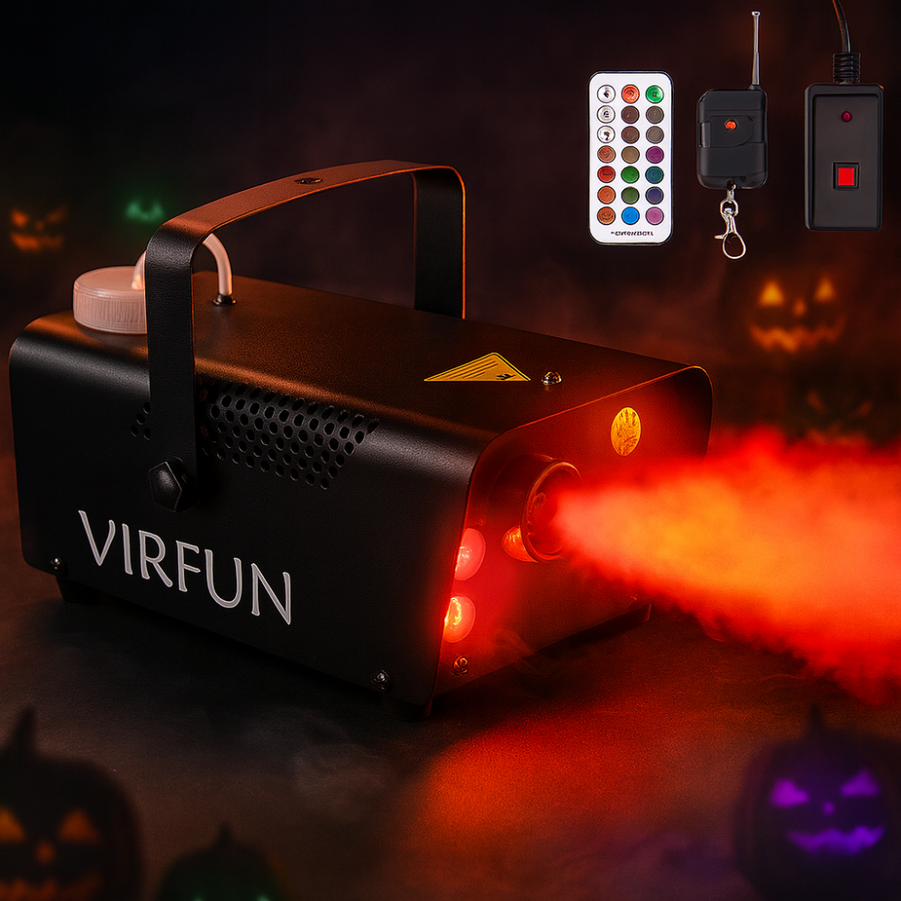 Machine à brouillard Halloween 500W LED RVB 12 couleurs Réservoir 500ml Télécommande