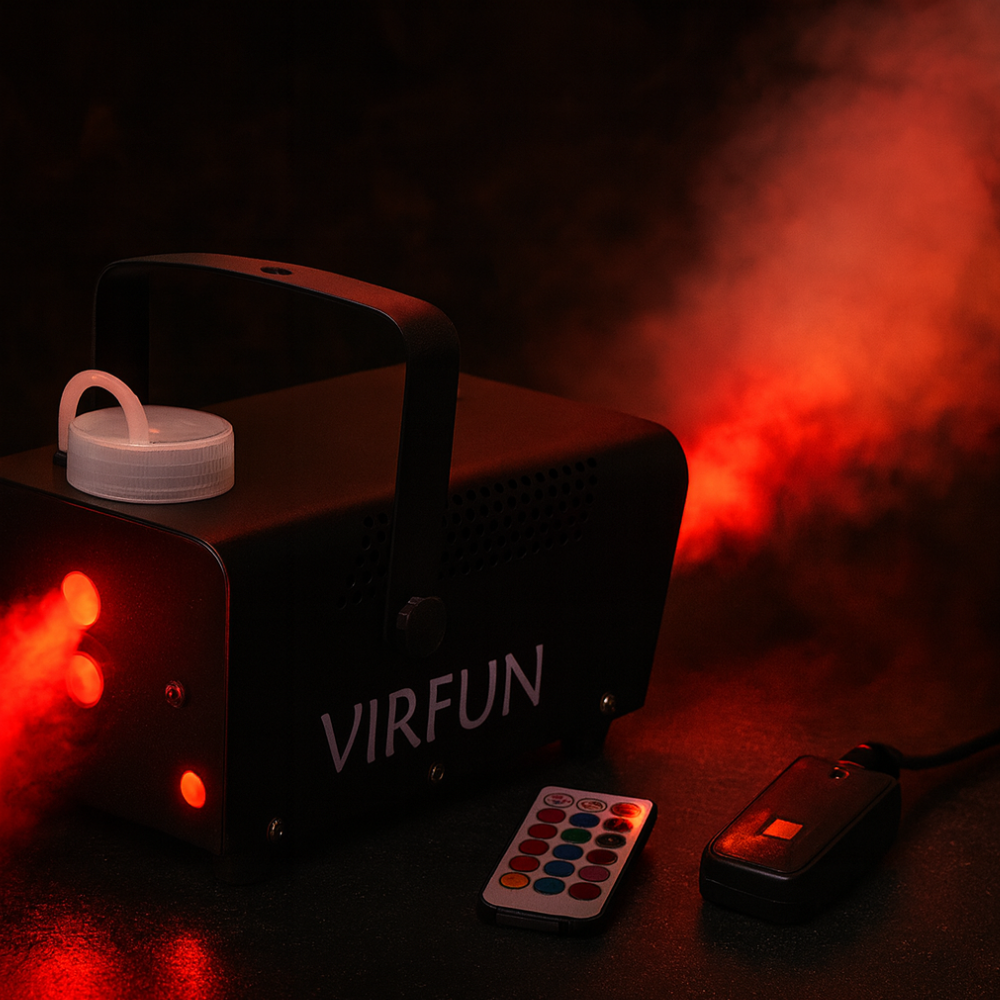 Machine à brouillard Halloween 500W LED RVB 12 couleurs Réservoir 500ml Télécommande
