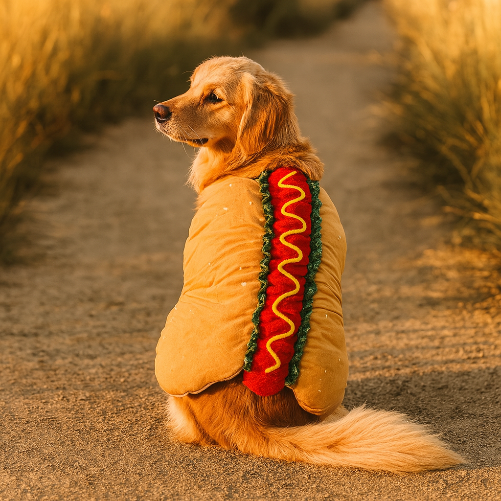 Disfraz de perro caliente para mascota de Halloween