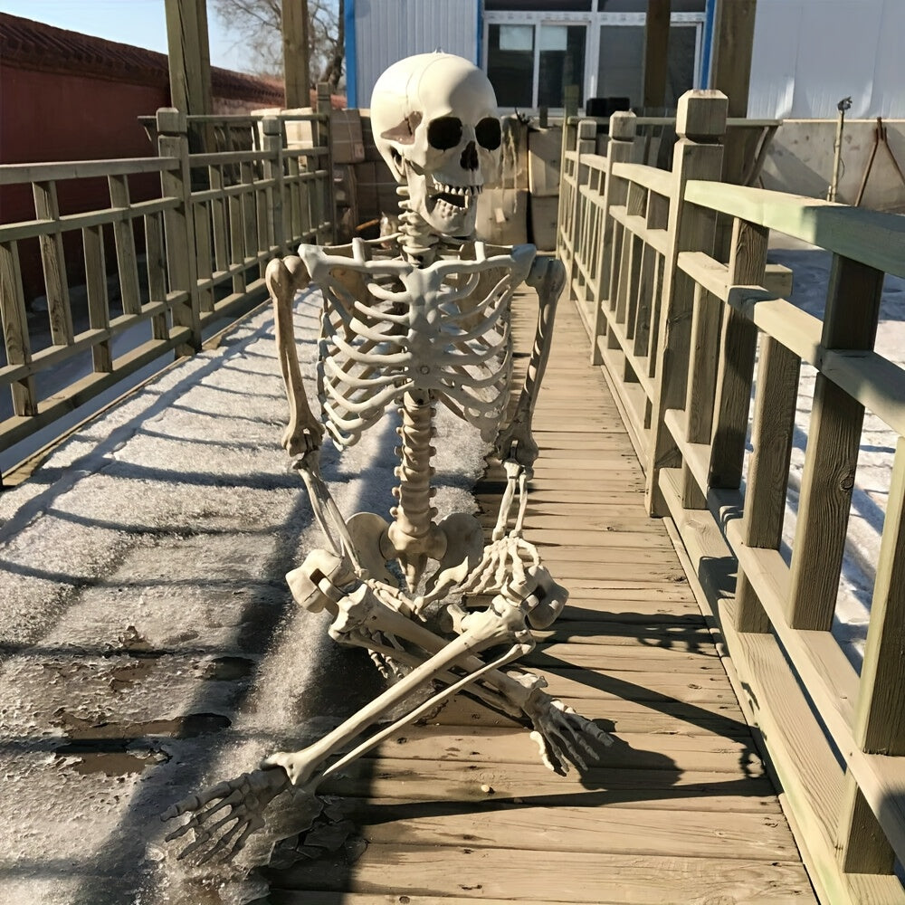 Decoración de esqueleto posable de tamaño real para Halloween