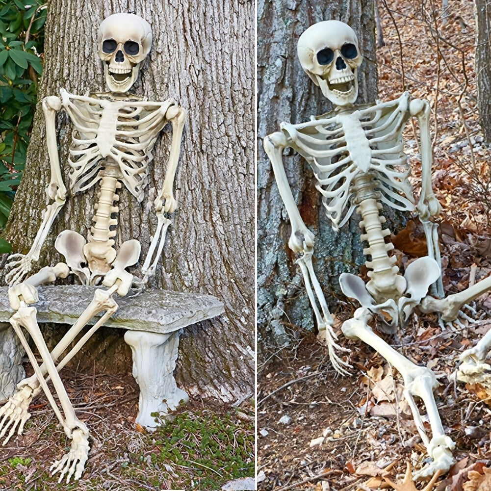 Decoración de esqueleto posable de tamaño real para Halloween