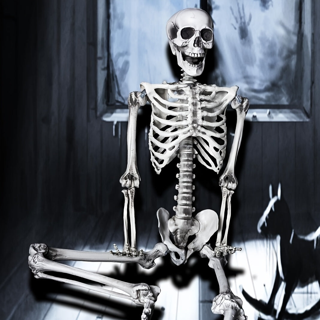 Decoración de esqueleto posable de tamaño real para Halloween