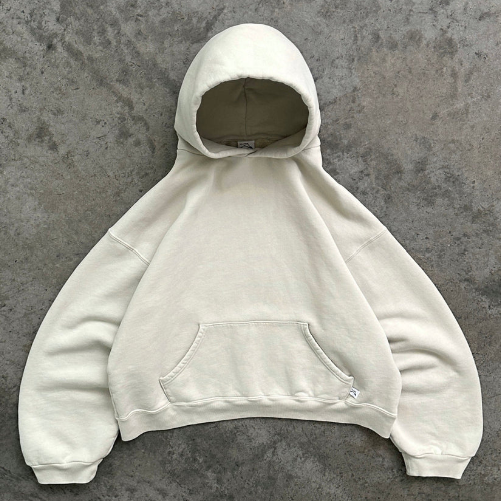 Hoodie Unisex Boxy Fit Cotton Fleece Urban Style Pullover