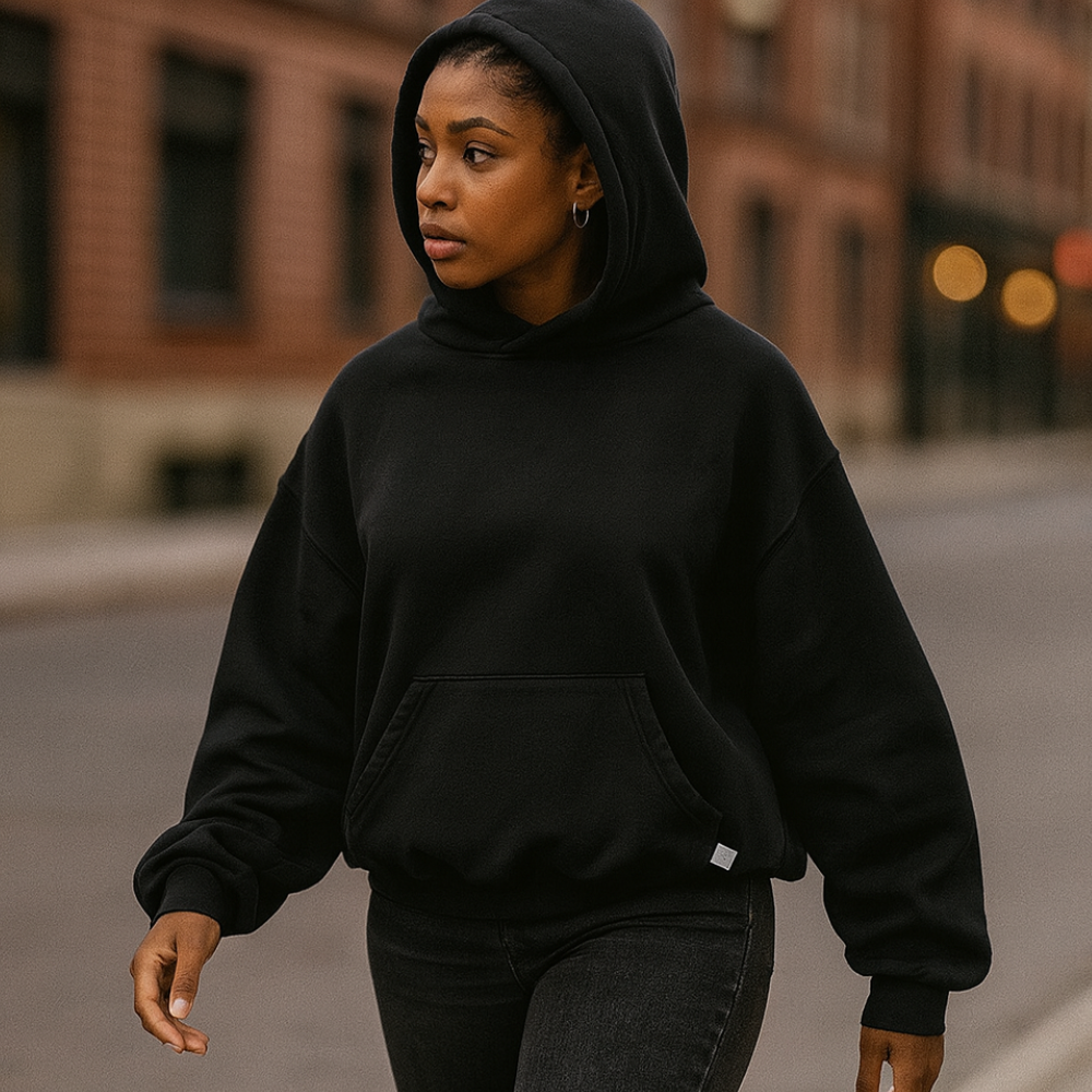 Hoodie Unisex Boxy Fit Cotton Fleece Urban Style Pullover