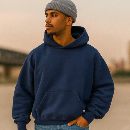 Hoodie Unisex Boxy Fit Baumwoll-Fleece Urbaner Stil Pullover