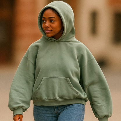 Hoodie Unisex Boxy Fit Baumwoll-Fleece Urbaner Stil Pullover