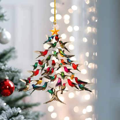 Hummingbird Christmas Ornament Acrylic Tree Hanging Holiday Decor