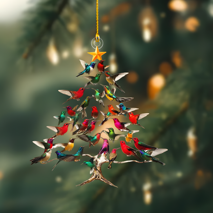 Hummingbird Christmas Ornament Acrylic Tree Hanging Holiday Decor