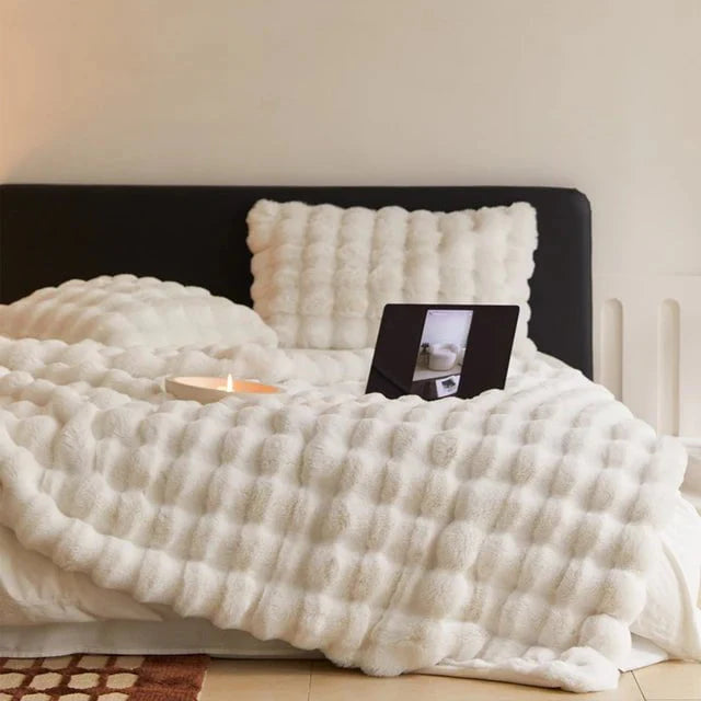 Manta de piel sintética para sofá o cama