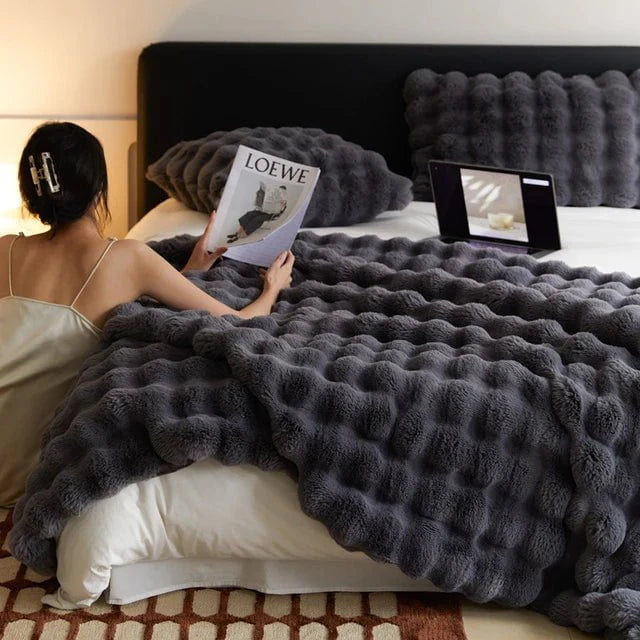 Manta de piel sintética para sofá o cama
