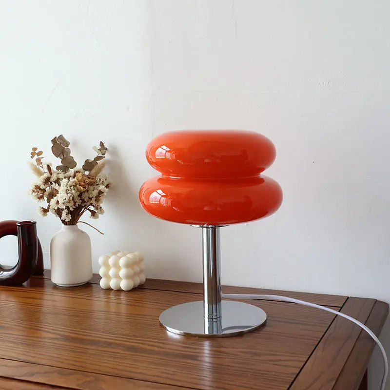 Lámpara de mesa moderna de vidrio cromado para mesita de noche