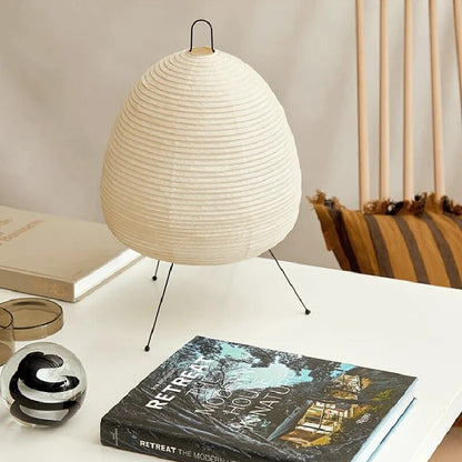 Lampe de chevet en papier de riz avec trépied pour table