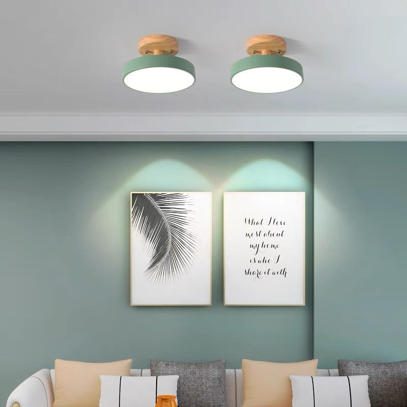 LED Ceiling Light Wooden Flush Mount Fixture