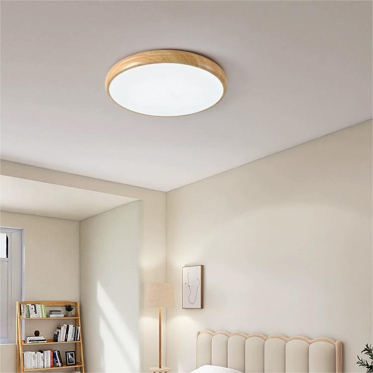 Elegant Simple Wood LED Round Ceiling Light Fixture for Modern Home Interiors - Stylish Illumination Solution