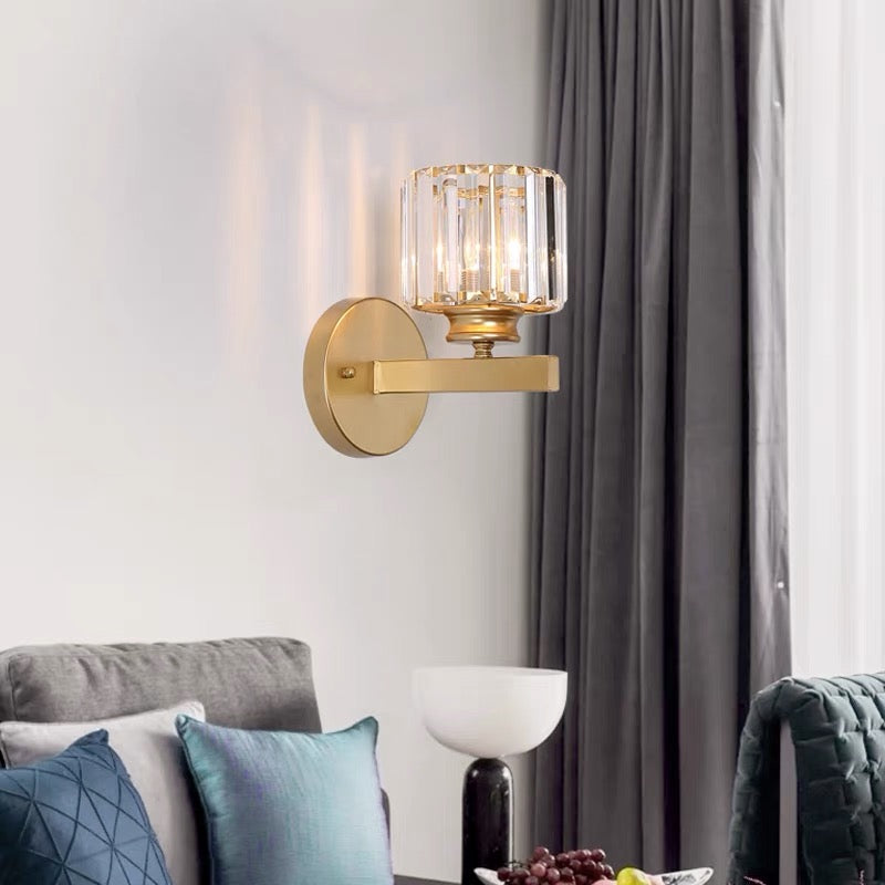 Crystal Glass Wall Light With Modern Arm Design
