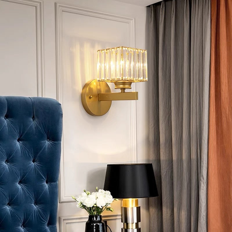 Crystal Glass Wall Light With Modern Arm Design