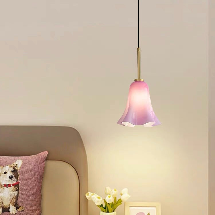 Bauhaus-Inspired Retro Glass Floral Pendant Light for Bedroom - Stylish Hanging Illumination Fixture