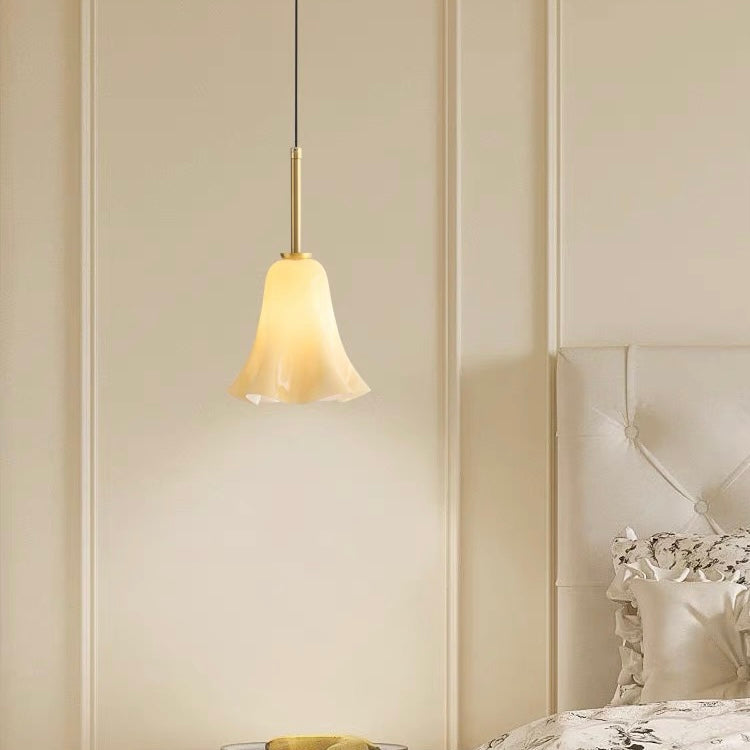 Bauhaus-Inspired Retro Glass Floral Pendant Light for Bedroom - Stylish Hanging Illumination Fixture