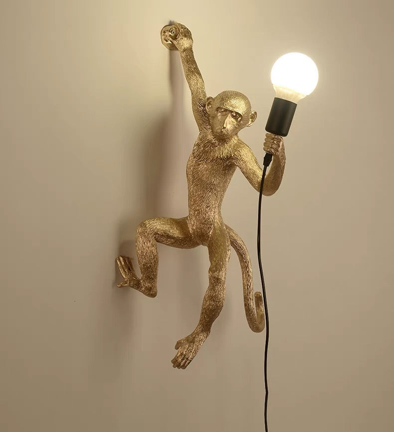 Wall Light With Quirky Resin Monkey Design