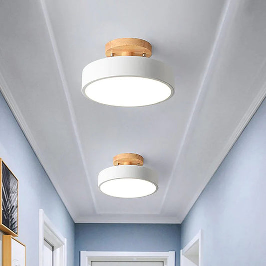 LED Ceiling Light Wooden Flush Mount Fixture