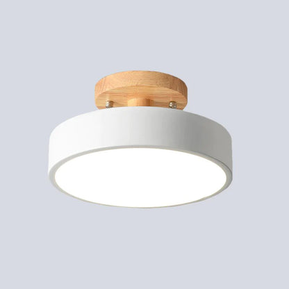 LED Ceiling Light Wooden Flush Mount Fixture