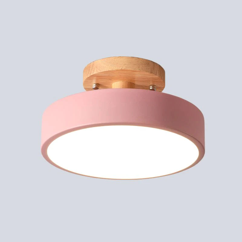 Plafonnier LED en bois à montage affleurant