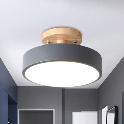 LED Ceiling Light Wooden Flush Mount Fixture
