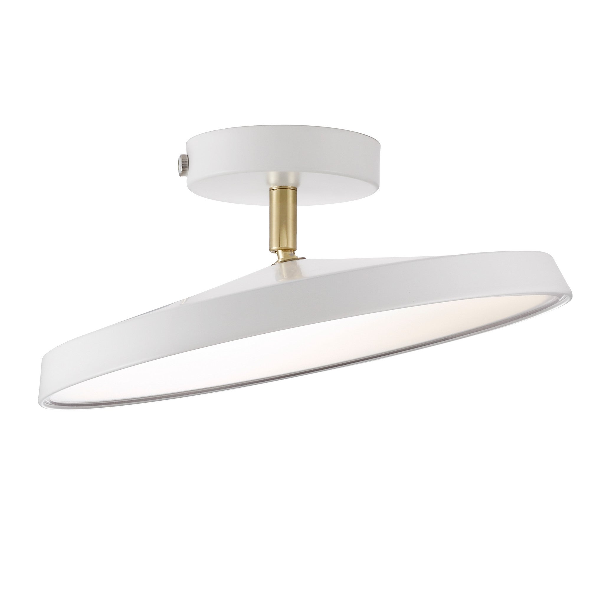 Minimalist White LED Semi-Flush Ceiling Light Fixture for Bedroom Ambience and Modern Home Decor