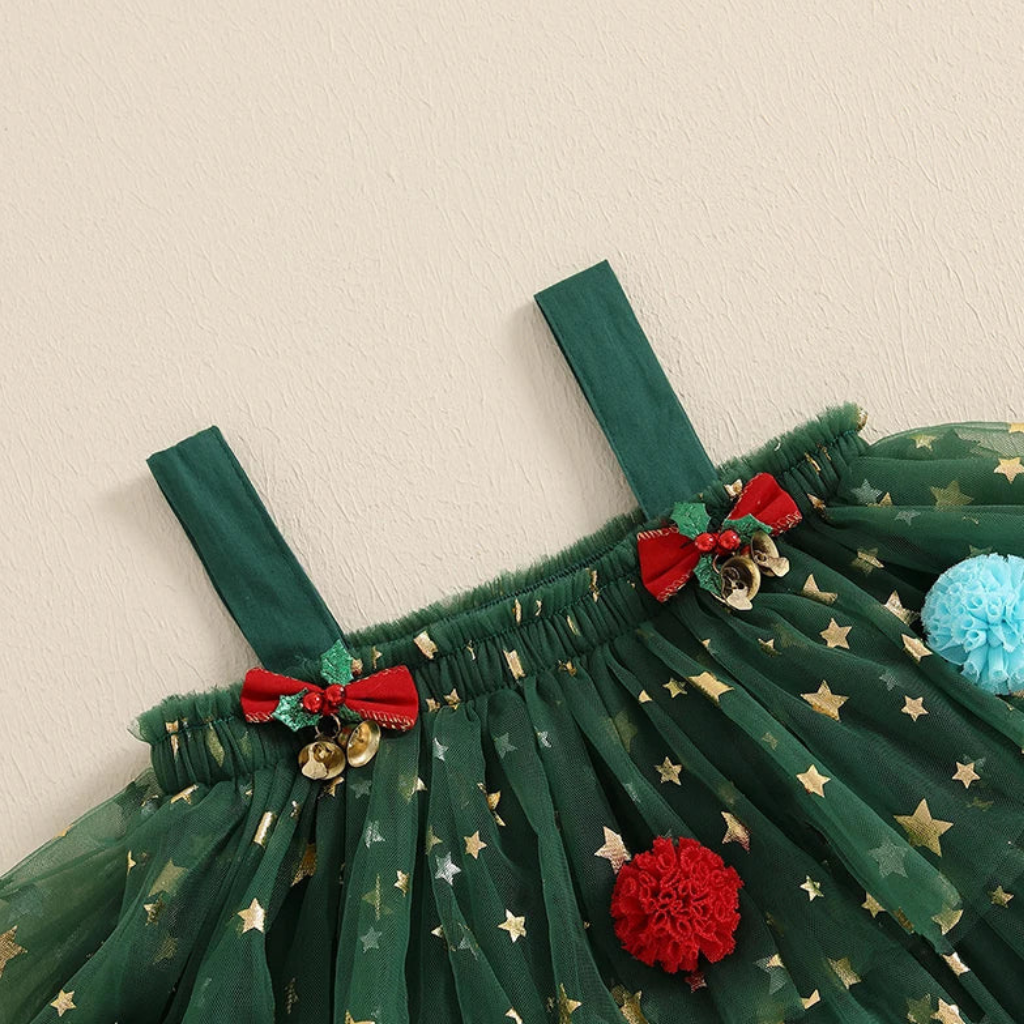 Kids Christmas Dress Layered Tulle Star Holiday Party Outfit