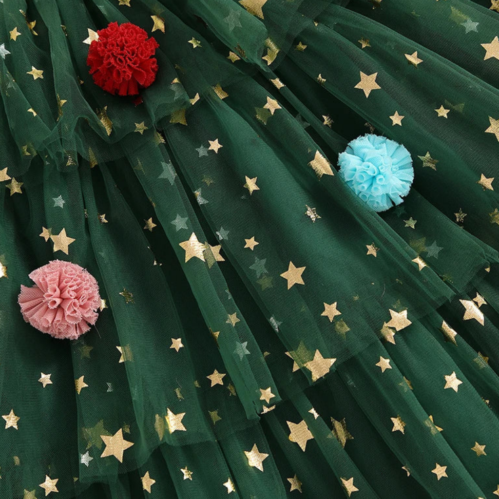 Kids Christmas Dress Layered Tulle Star Holiday Party Outfit