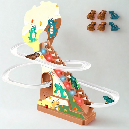 Juguete musical de pista y tobogán de dinosaurios para niños