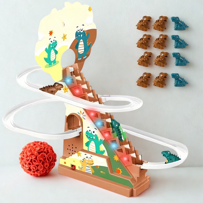Juguete musical de pista y tobogán de dinosaurios para niños