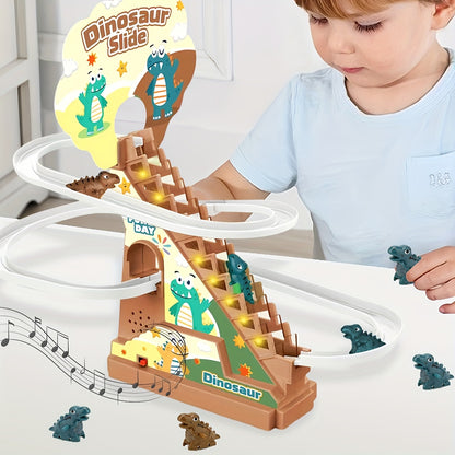 Juguete musical de pista y tobogán de dinosaurios para niños