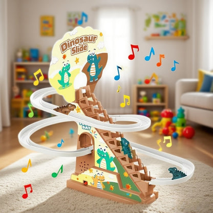 Juguete musical de pista y tobogán de dinosaurios para niños