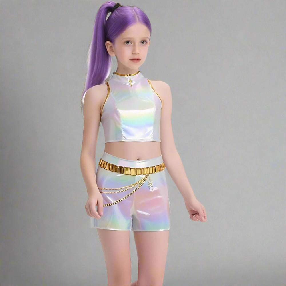 Kpop Halloween Costume Girls Holographic Outfit