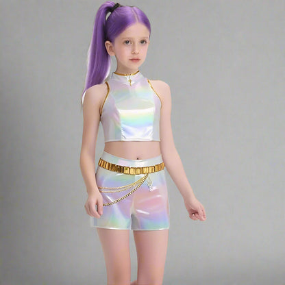 Kpop Costume Girls Holographic Outfit