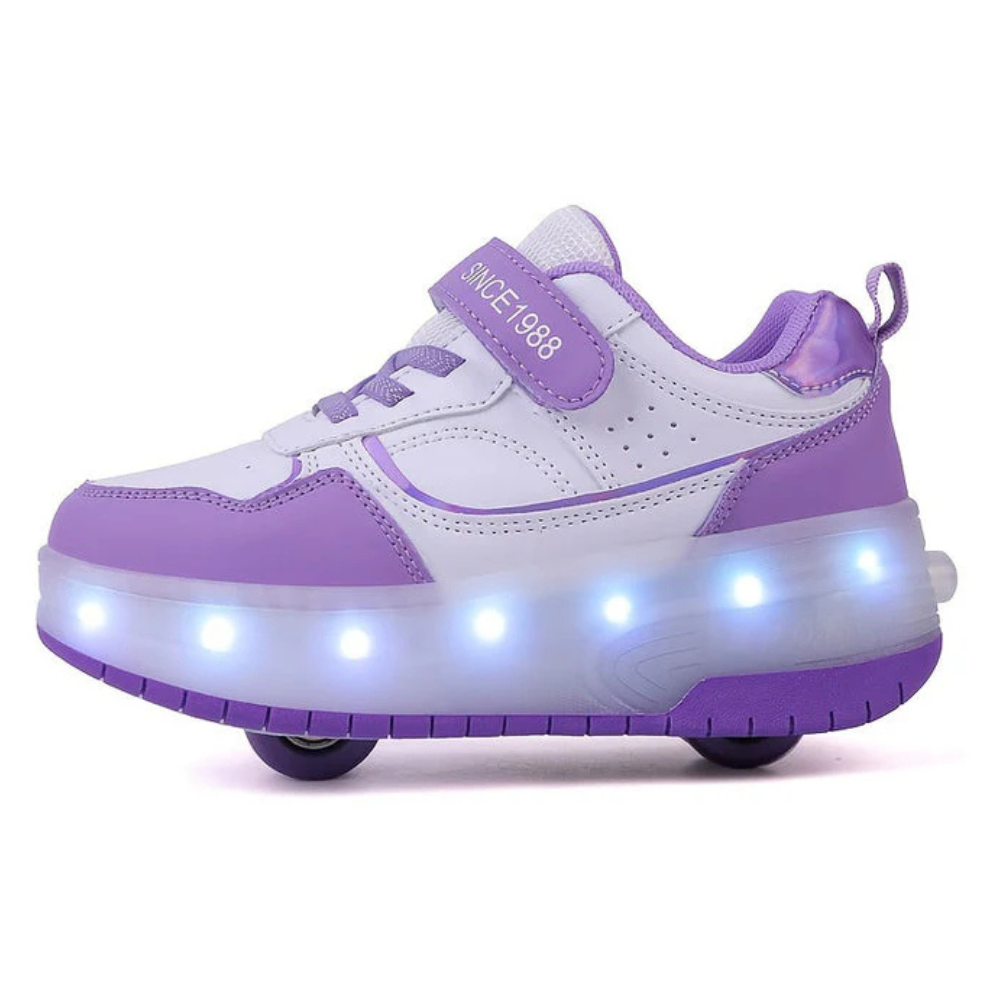 Scarpe da ginnastica con LED per bambini, ruote retrattili luminose
