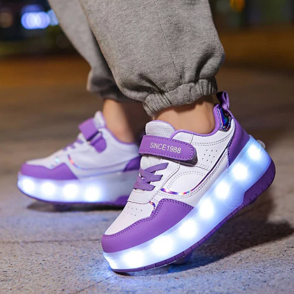Kids LED Roller Sneakers Light Up Retractable Wheels