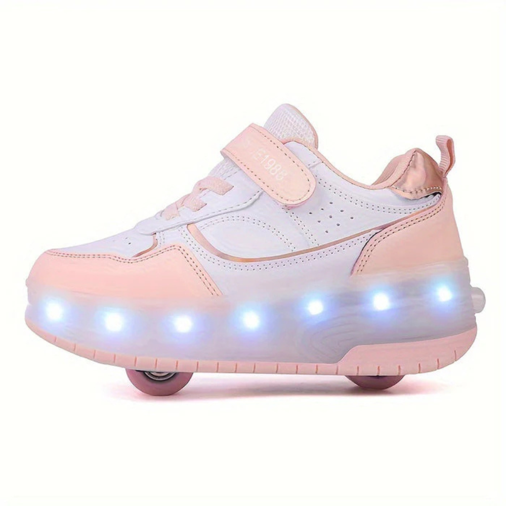 Scarpe da ginnastica con LED per bambini, ruote retrattili luminose