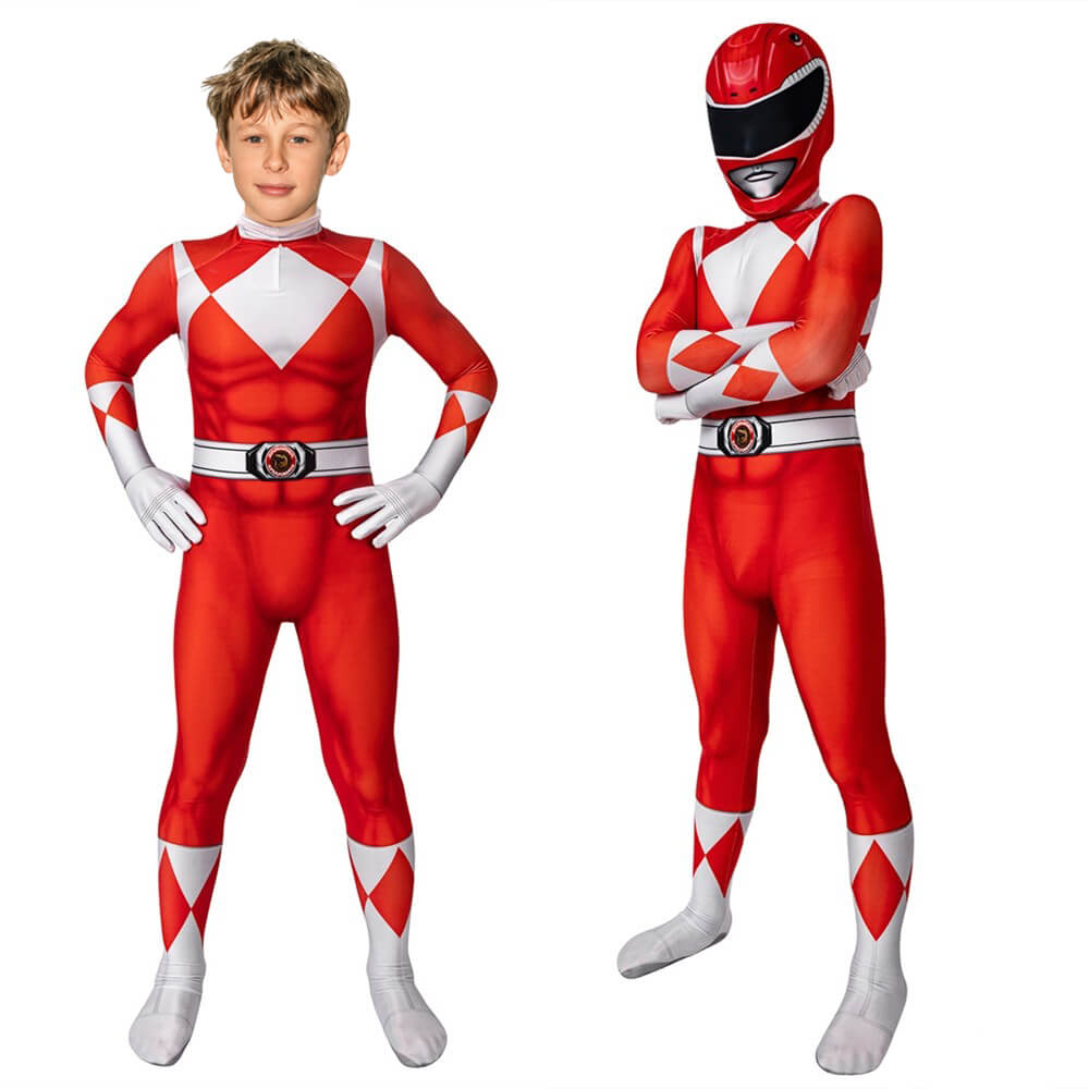 Disfraz de Halloween de Ranger Rojo para Niños | Mono de Cosplay de Superhéroe
