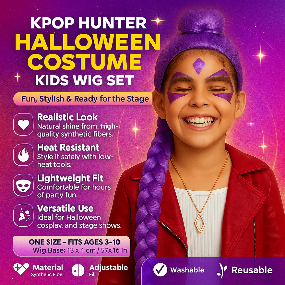 Kpop Hunter Costume Kids Wig Set