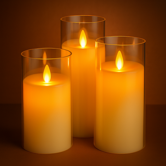 Bougies LED sans flamme Télécommande Lumière chaude Ensemble décoratif