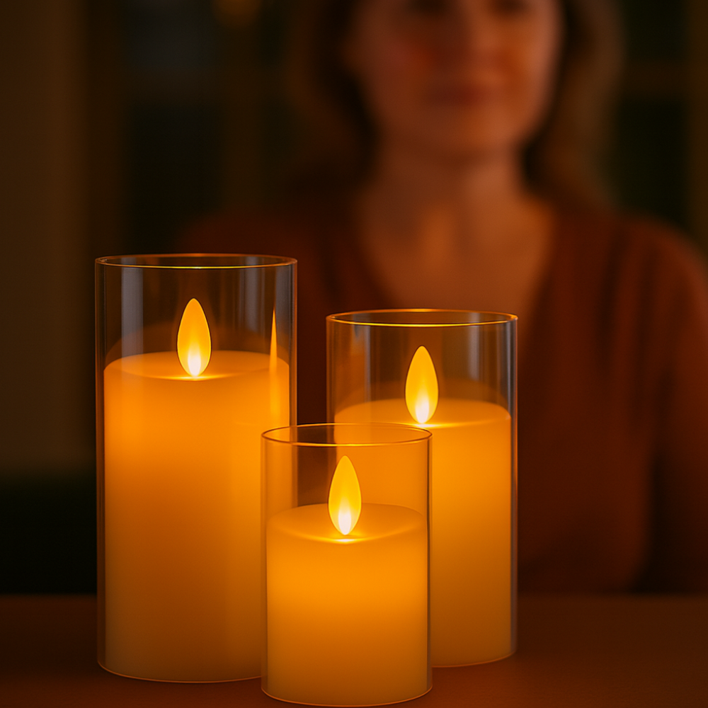 Bougies LED sans flamme Télécommande Lumière chaude Ensemble décoratif