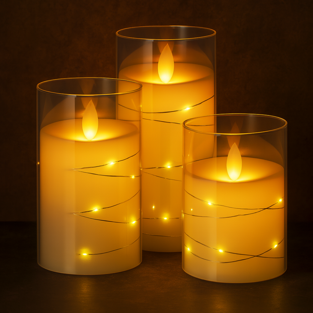 Bougies LED sans flamme Télécommande Lumière chaude Ensemble décoratif
