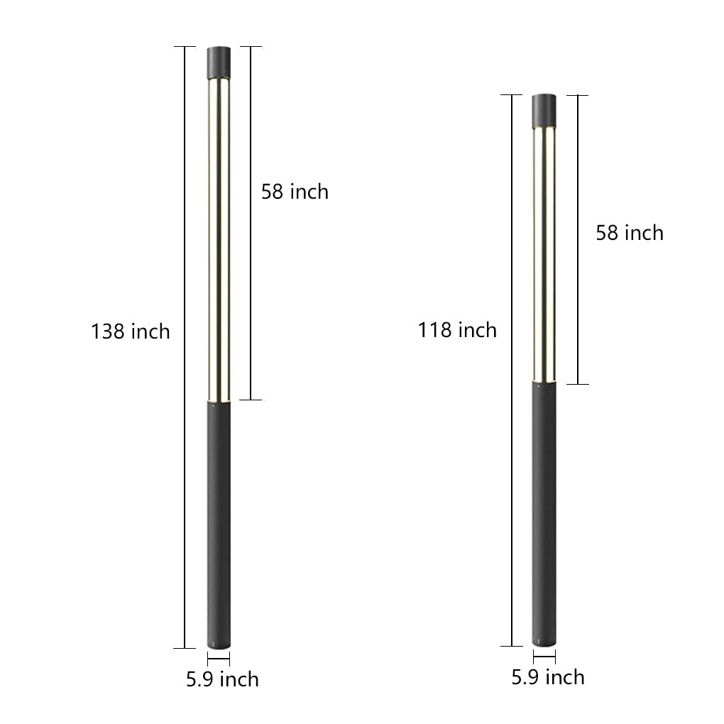 Lumière de borne LED extérieure poteau en aluminium noir