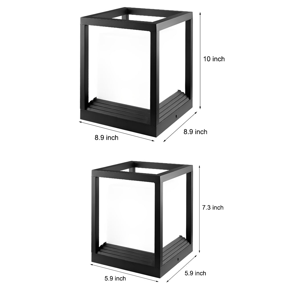 Farol solar LED para exterior de aluminio negro