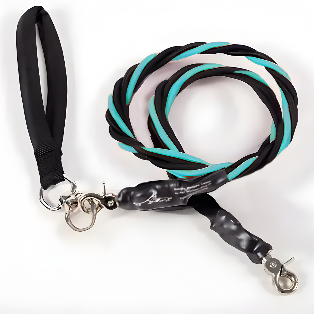 Pets Leash Double Nylon No Tangle Swivel Bungee Padded Handle