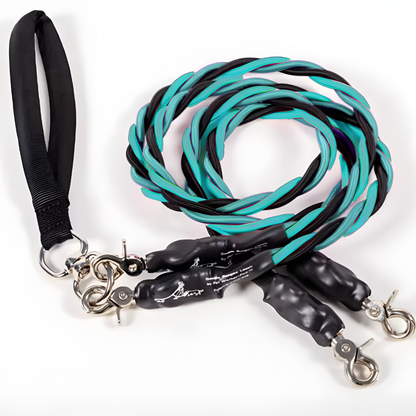 Pets Leash Double Nylon No Tangle Swivel Bungee Padded Handle
