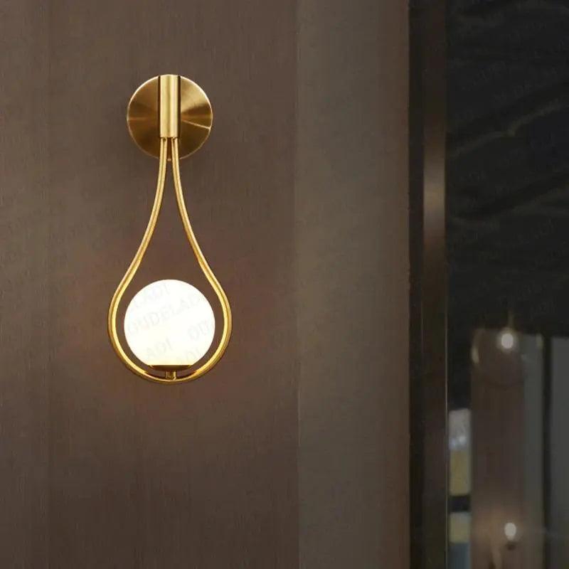 Aplique de pared moderno de cristal dorado