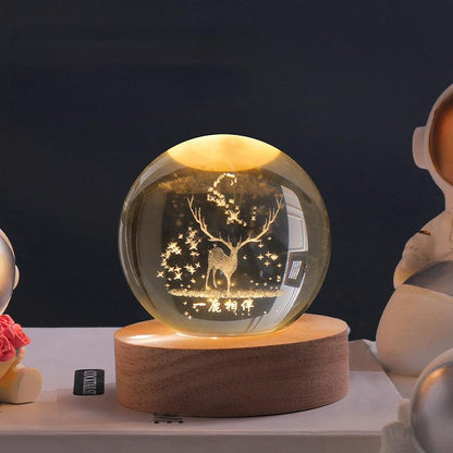 Crystal Ball Light with Wooden Base
